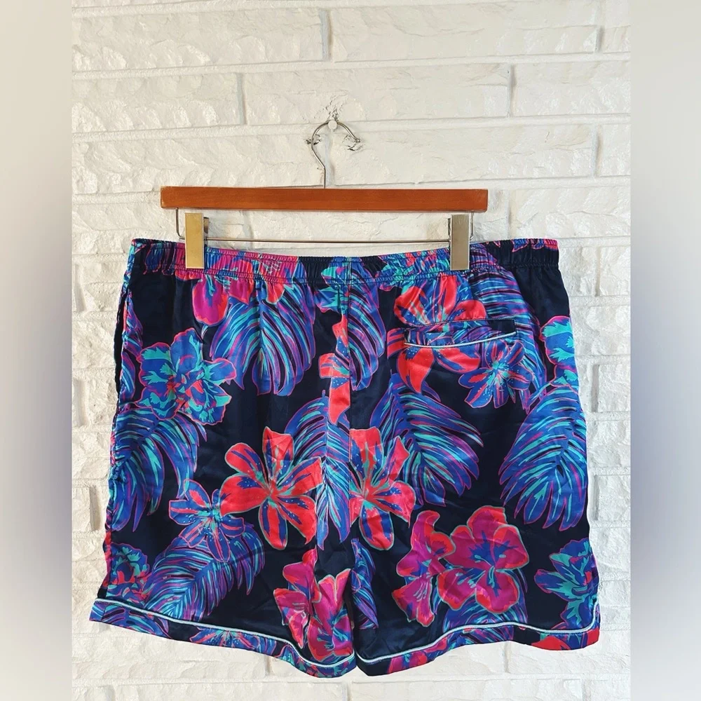 Men's Chubbies Tropical Floral Shirt and Short Pajama Set - Blue and Pink - Picture 8 of 9